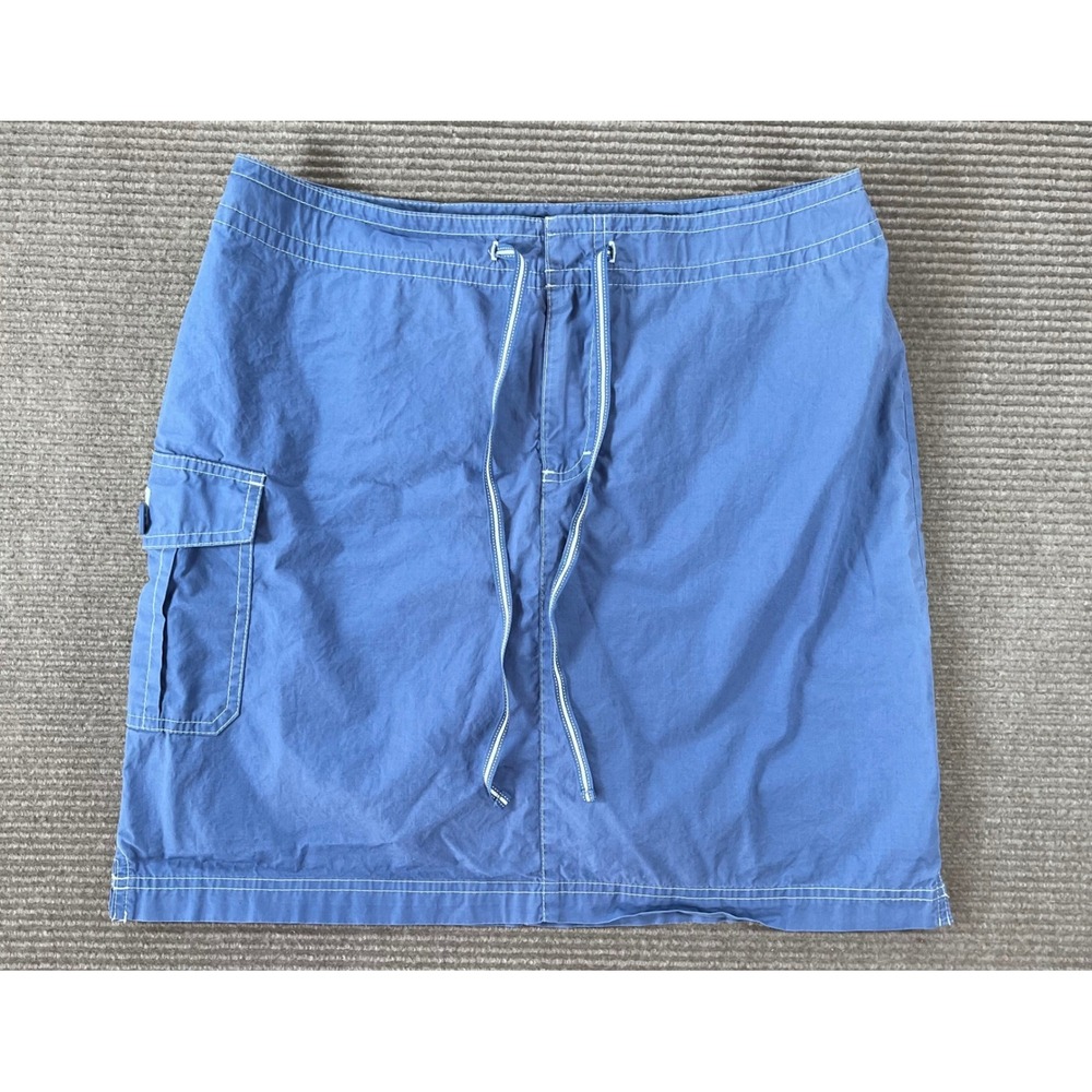 Liz Claiborne Blue Cotton Cargo Mini Skirt Drawstring‎ Contrast Stitch Sz M